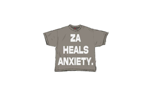 Grey Oversized Za Heals Anxiety Tee